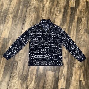 Hurley Men's 1/4 Zip Navy Blue Aztec AOP Mesa Windchill Fleece Pullover Size XL